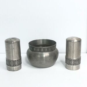 pewter selandia norway art deco design sugar salt and pepper shakers classic mod